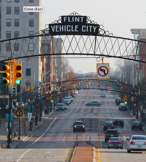photograph of downtown Flint, Michigan